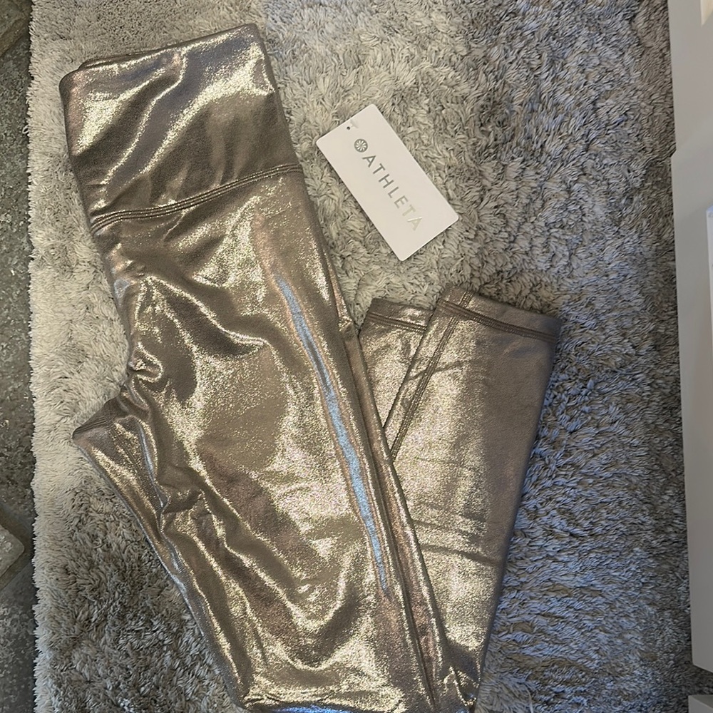 Athleta Shimmering Silver Leggings
